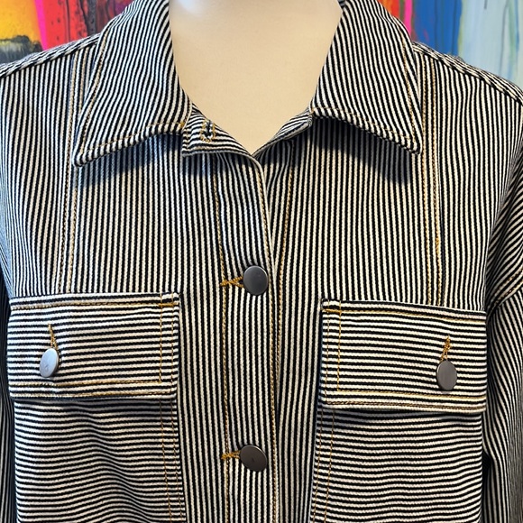 NWOT splendid denim striped jacket - Picture 1 of 10